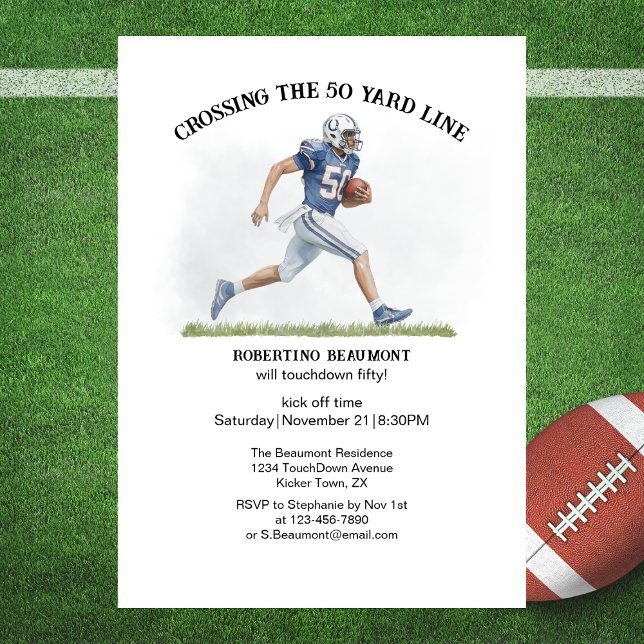 Invitation Traverser 50 Yard American Football 50e anniversai (Créateur téléchargé)