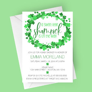 Invitation Trèfle en route, Baby Shower St Patrick's Day