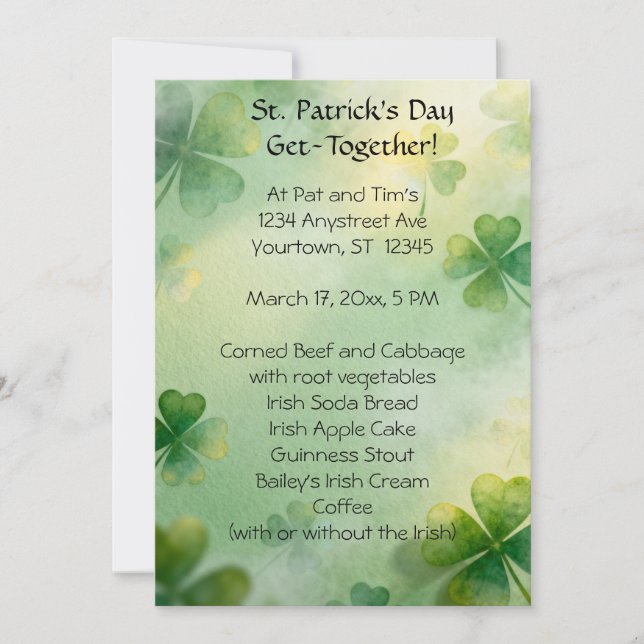 Invitation Trèfles de rêve de la Saint-Patrick (Devant)