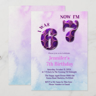 Invitation Trending 6 7 Meme  Six Seven Girl Birthday 