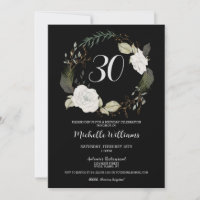 Trendy 30th Birthday Party Floral Wreath Gold