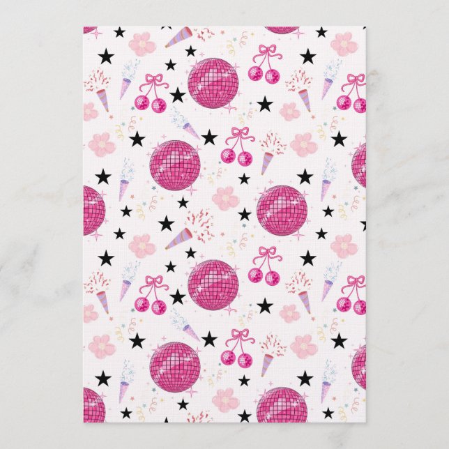 Invitation Trendy Disco Celebration Party Seamless Pattern (Devant)