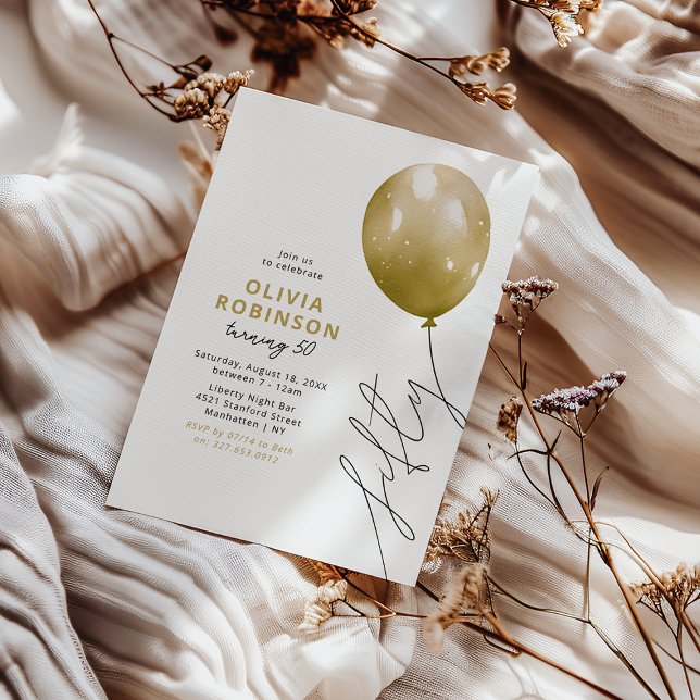 Invitation Trendy Gold Balloon 50th Birthday (Créateur téléchargé)