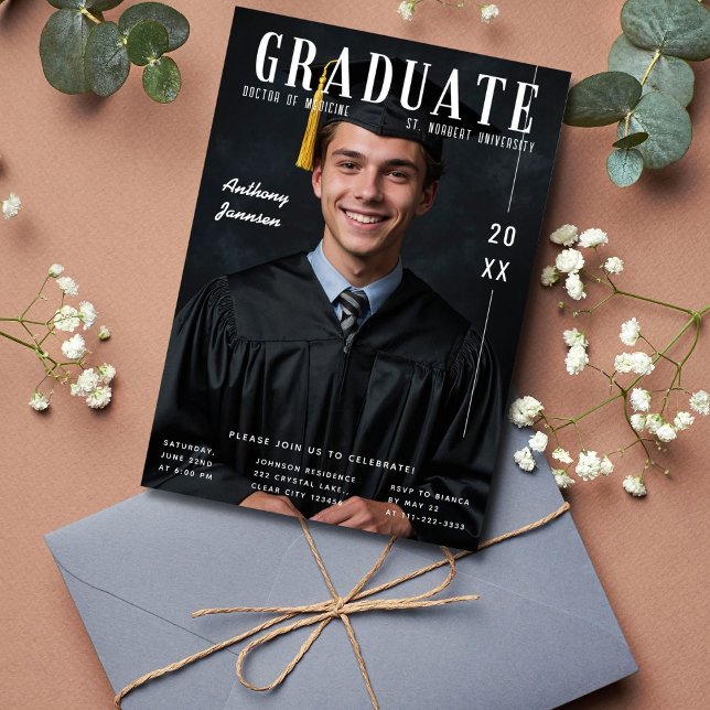 Invitation Trendy Magazine Couverture Photo Graduation (Créateur téléchargé)