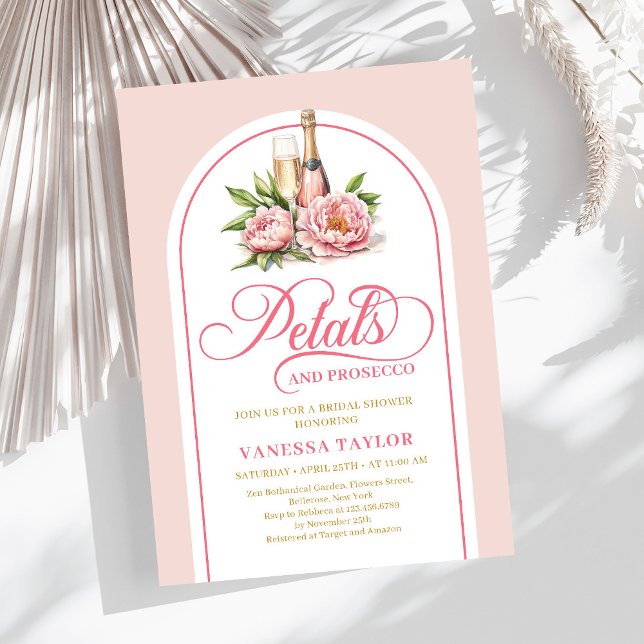 Invitation Trendy petals and prosecco blush and gold invite (Trendy petals and prosecco blush and gold invite)