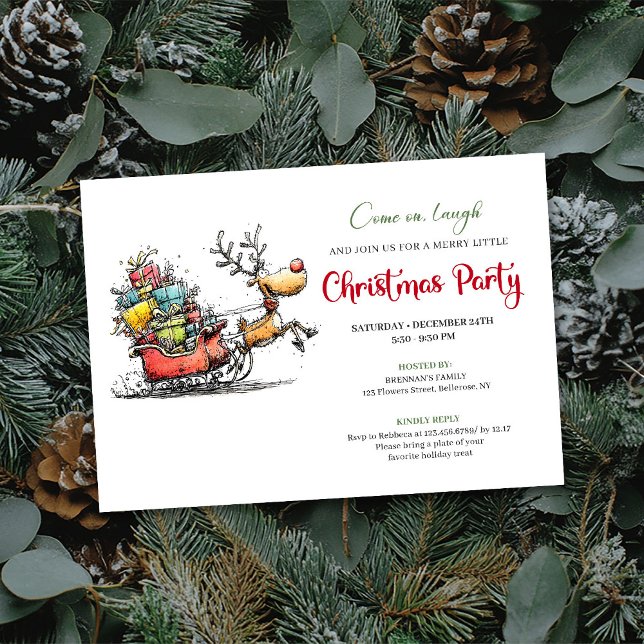 Invitation Trendy quirky reindeer Christmas party invite (Trendy quirky reindeer Christmas party invite

)