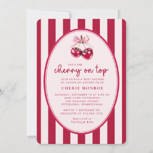 Invitation Trendy Rose et Cerise Rouge sur le Haut Baby Showe