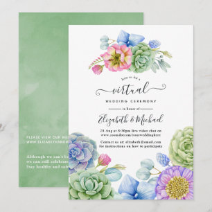 Invitation Trendy Succulent Floral Online Mariage virtuel