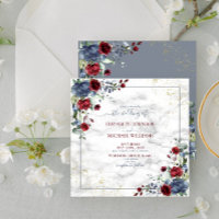 TrendyLight Dusty Blue Bourgogne Gold Floral Carré