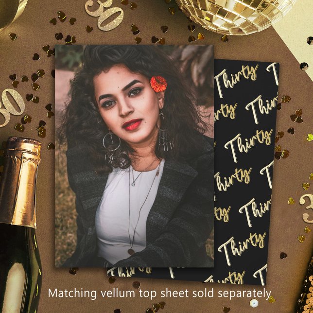 Invitation Trente 30e anniversaire photo noir or arrière - pl (Créateur téléchargé)