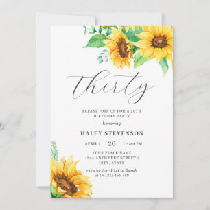 Invitation Trente Chic Jaune Fleur Solaire Florale 30e Annive