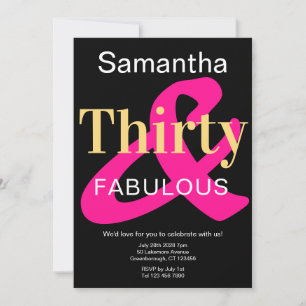 Invitation Trente et fabuleux 30e anniversaire Black Gold Ros