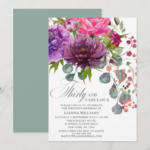 Invitation Trente et fabuleux Elégant Floral 30e anniversaire