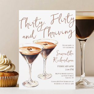 Invitation Trente Flirty et Martini prospère 30e anniversaire