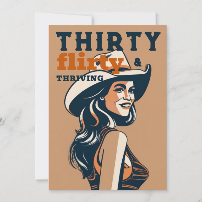 Invitation Trente Flirty prospère Western Retro 30e anniversa (Devant)