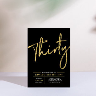 Invitation Trente   Gold & Black Modern 30th Birthday Party