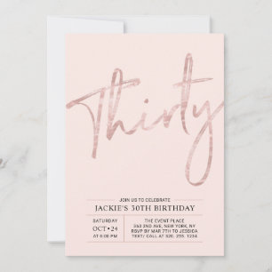 Invitation Trente   Rose Gold Rose Moderne Fête d'anniversair