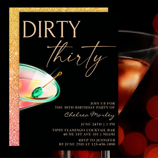 Invitation Trente Sale Martini Black & Gold 30e anniversaire (Créateur téléchargé)