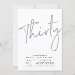 Invitation Trente   Silver Modern 30th Birthday Party