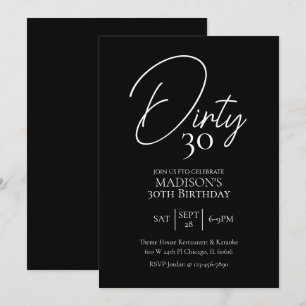 Invitation Trente-trente-troisième anniversaire noir et blanc