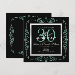 Invitation Trentième Anniversaire de Mariage Cadre Perle Élég
