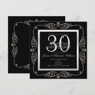 Invitation Trentième Anniversaire de Mariage Cadre Perle Élég