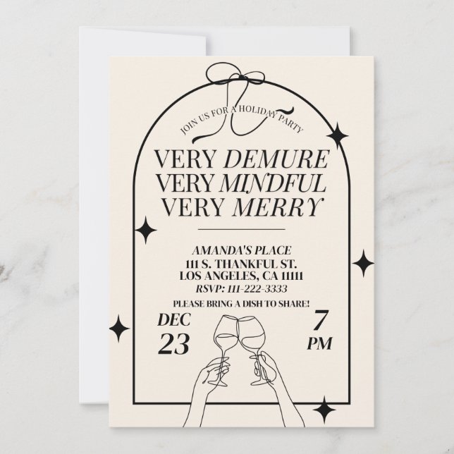 Invitation Très Demi Amies Dîner de Noël (Devant)