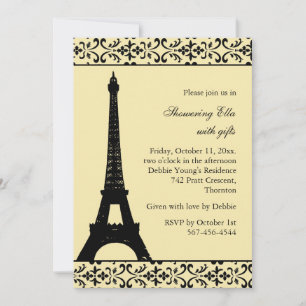 Invitation Tres Paris Enterrement de Vie de Jeune Fille (jaun