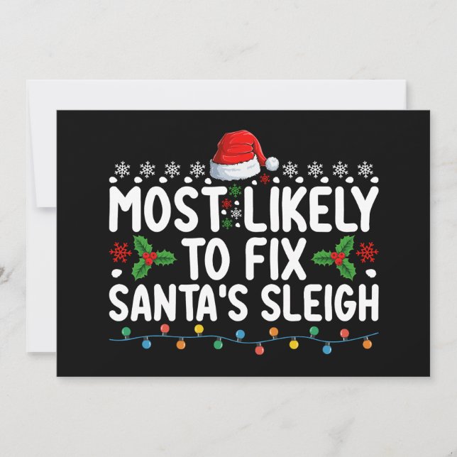 Invitation Très Probable De Réparer Père Noël Sleigh Noël (Devant)