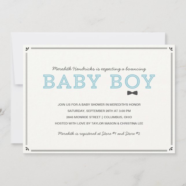 Invitation Très Vintage | Baby shower garçon (Devant)