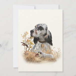 Invitation Tri Couleur Anglais Setter Art, chasse en bois