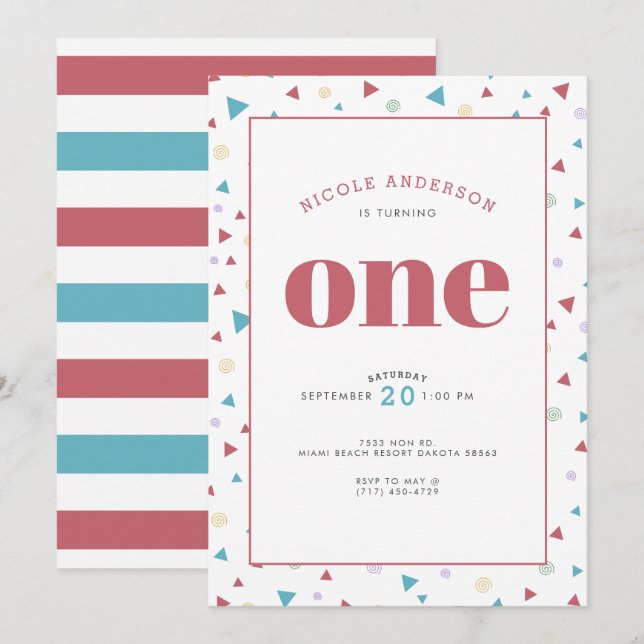 Invitation Triangle géométrique chic et tourbillons Premier a (Devant / Derrière)