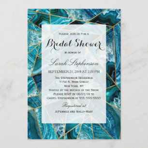 Invitation Triangle géométrique d'or de noir d'agate de bleu