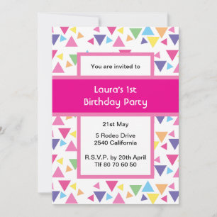 Invitation Triangles Arc-en-ciel Fête d'anniversaire 1 an Ros
