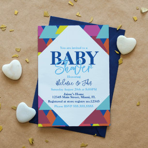 Invitation Triangles Géométriques Blocs Bébé Shower Coloré