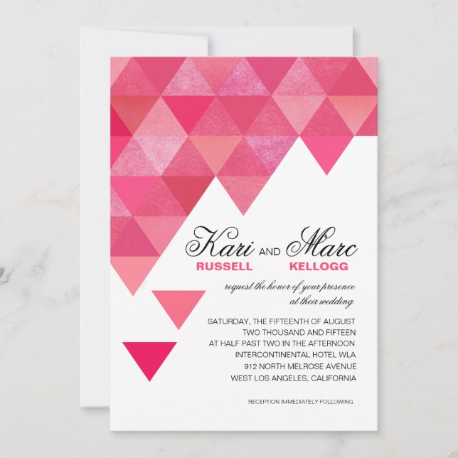 Invitation Triangles géométriques épousant des roses indien (Devant)