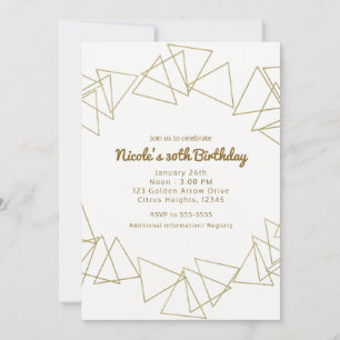 Invitation Triangles géométriques or Fête d'anniversaire mode