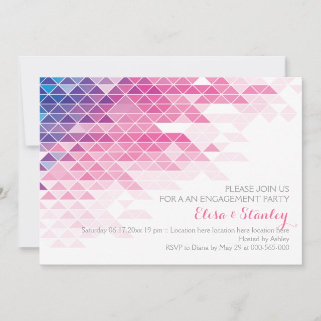 Invitation Triangles géométriques roses mariage (Devant)