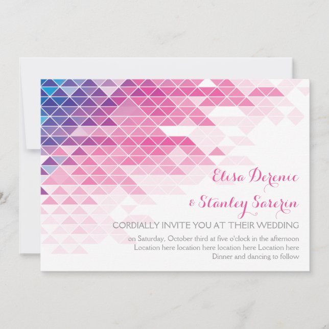 Invitation Triangles géométriques roses mariage moderne (Devant)