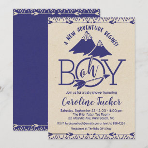 Invitation Tribal Adventure Baby Boy Douche