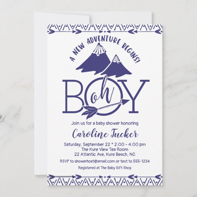 Invitation Tribal Adventure Baby Boy Douche (Devant)