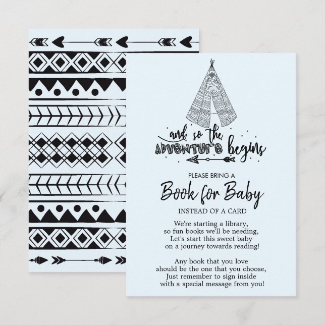 Invitation Tribal Adventure Boys Baby shower Book for Baby (Devant / Derrière)