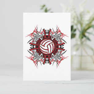Invitation Tribal de volleyball Mandala Sports rouges et noir
