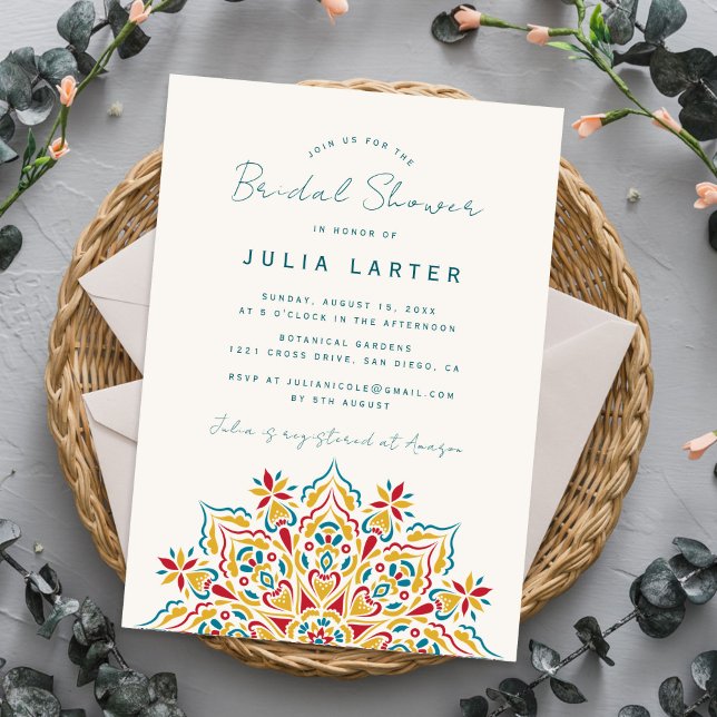 Invitation Tribal Folk Country Crest Mandala Bridal Shower (Créateur téléchargé)