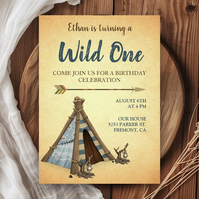 Invitation Tribal Teepee Wild One Premier anniversaire (Créateur téléchargé)