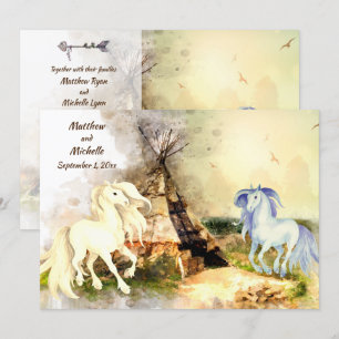 Invitation Tribal Tipi et Chevaux en Amour Boho Teepee Mariag