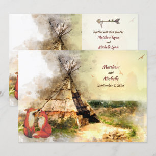 Invitation Tribal Tipi et renards dans Love Boho Teepee Maria