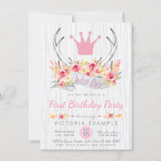 Invitation Tribale Bohème Princesse Wild One avec