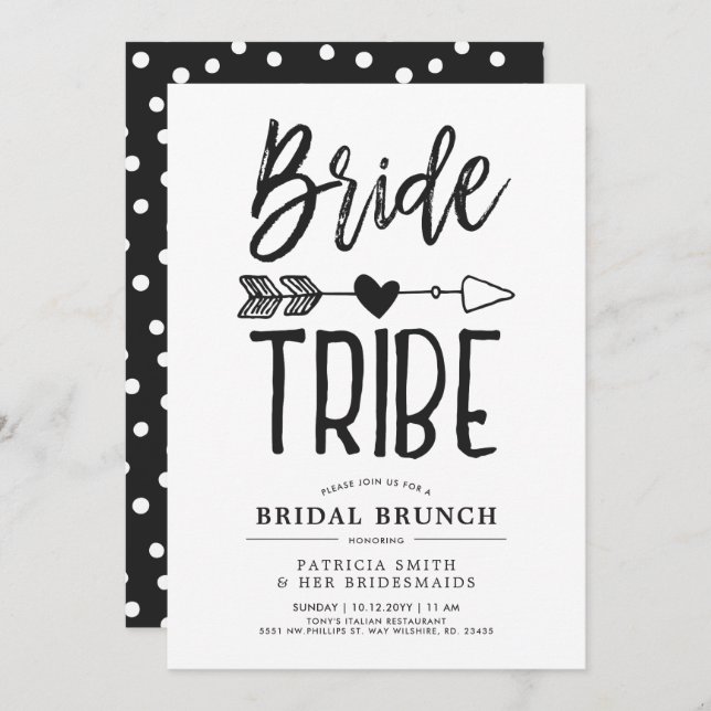 Invitation Tribu de la mariée | Mariage de Brunch de Mariée (Devant / Derrière)
