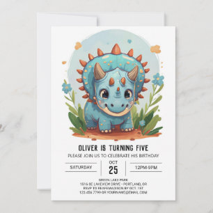 Invitation Tricératops Editable Dinosaur Boy Anniversaire